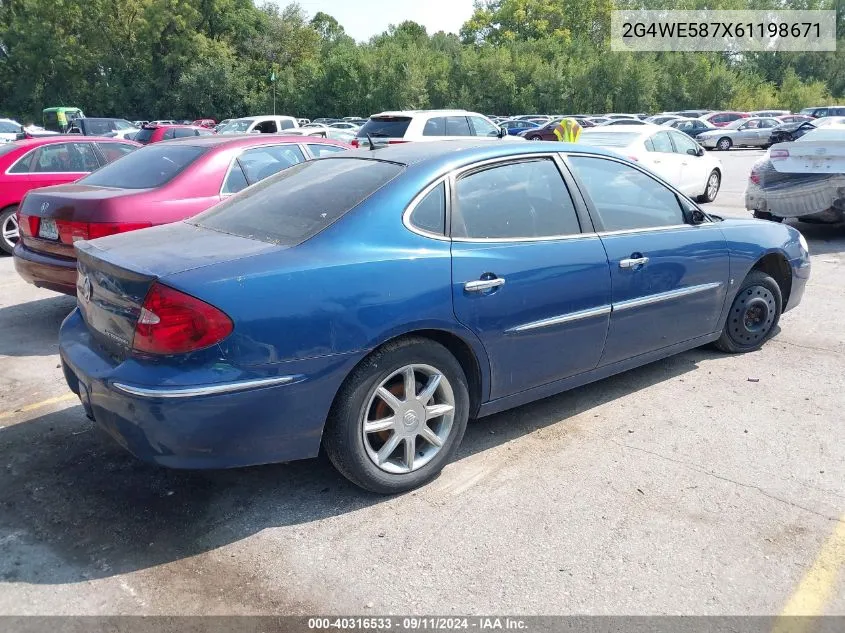 2006 Buick Lacrosse Cxs VIN: 2G4WE587X61198671 Lot: 40316533