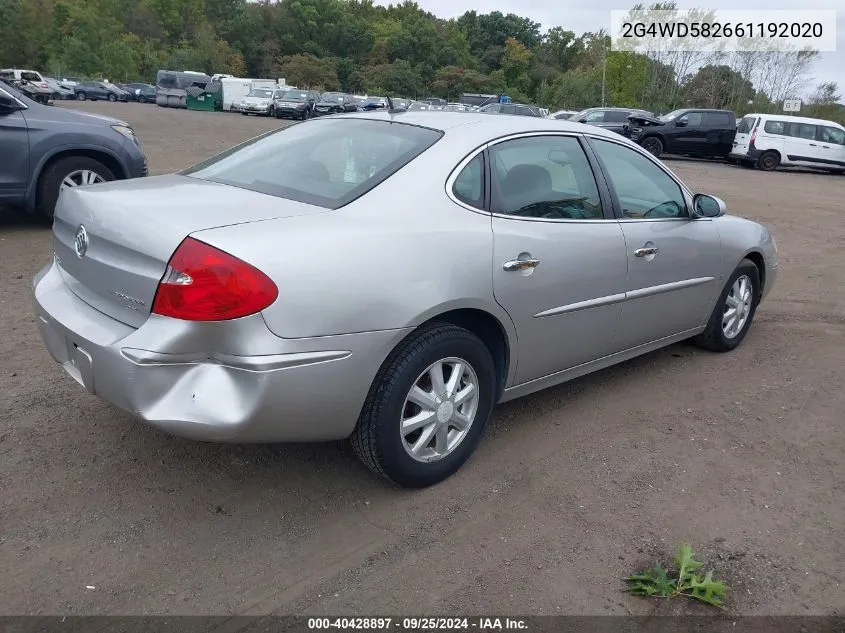 2006 Buick Lacrosse Cxl VIN: 2G4WD582661192020 Lot: 40428897