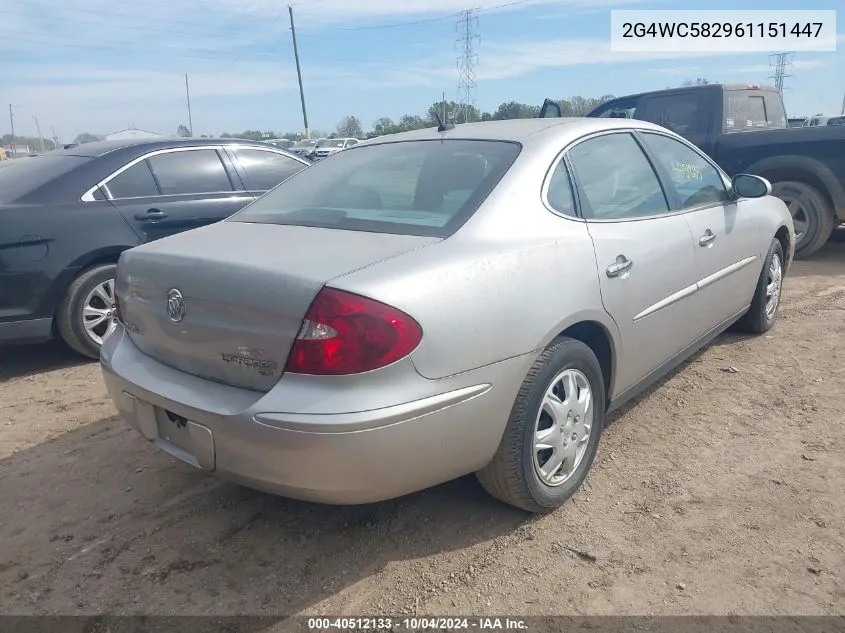 2006 Buick Lacrosse Cx VIN: 2G4WC582961151447 Lot: 40512133