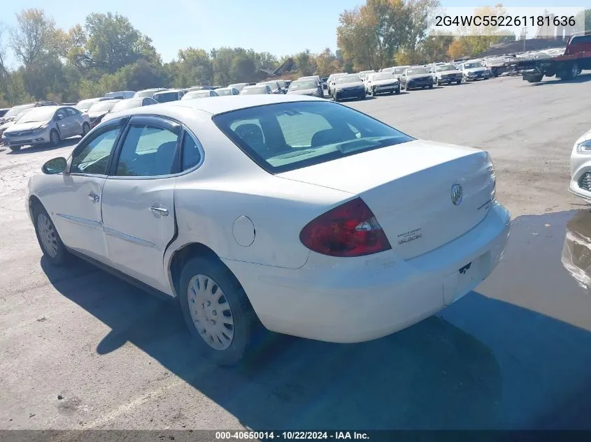 2006 Buick Lacrosse Cx VIN: 2G4WC552261181636 Lot: 40650014