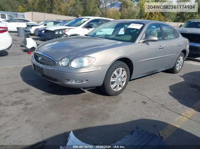 2006 Buick Lacrosse Cx VIN: 2G4WC582361174934 Lot: 40736753