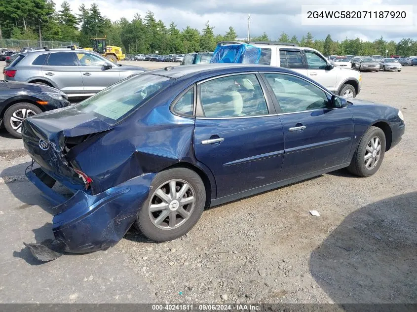 2007 Buick Lacrosse Cx VIN: 2G4WC582071187920 Lot: 40241511