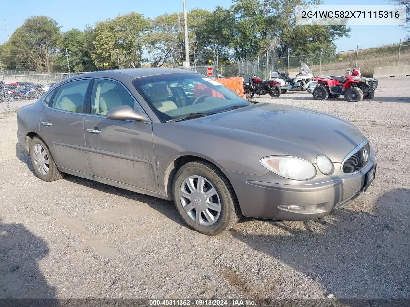 2007 Buick Lacrosse Cx VIN: 2G4WC582X71115316 Lot: 40311352