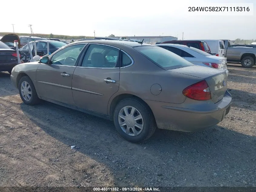 2G4WC582X71115316 2007 Buick Lacrosse Cx