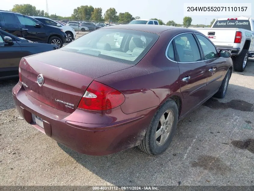 2007 Buick Lacrosse Cxl VIN: 2G4WD552071110157 Lot: 40313112