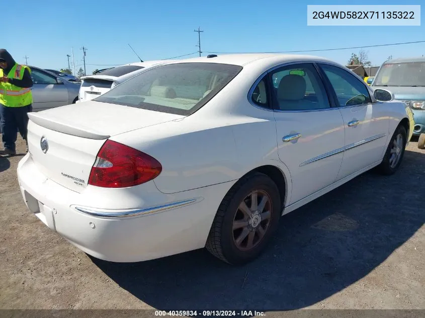 2007 Buick Lacrosse Cxl VIN: 2G4WD582X71135322 Lot: 40359834