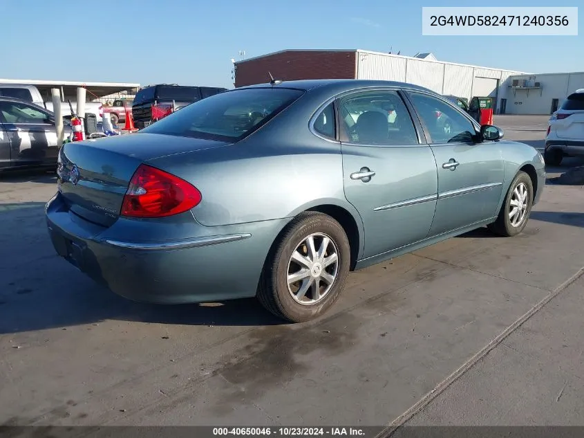 2G4WD582471240356 2007 Buick Lacrosse Cxl