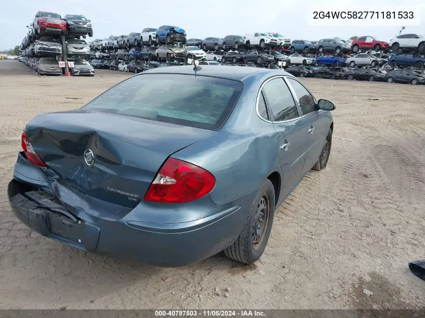 2007 Buick Lacrosse Cx VIN: 2G4WC582771181533 Lot: 40787503