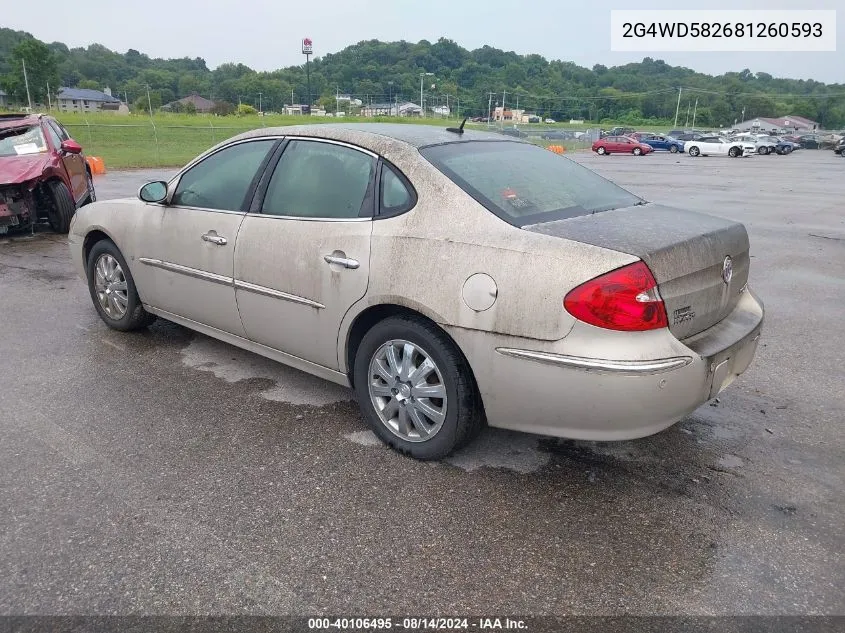 2008 Buick Lacrosse Cxl VIN: 2G4WD582681260593 Lot: 40106495