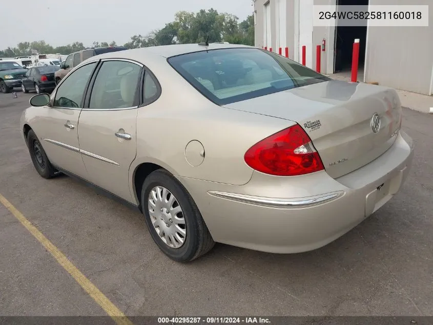 2008 Buick Lacrosse Cx VIN: 2G4WC582581160018 Lot: 40295287