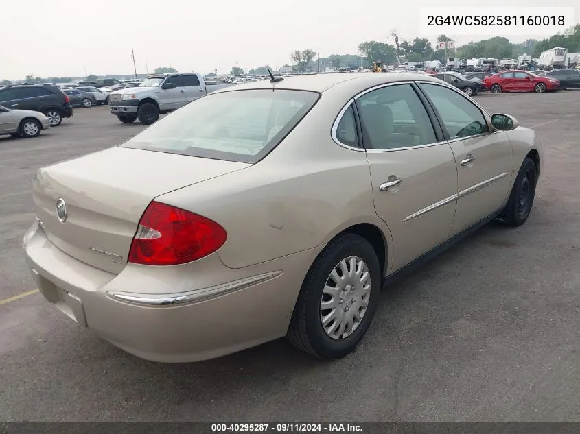 2008 Buick Lacrosse Cx VIN: 2G4WC582581160018 Lot: 40295287