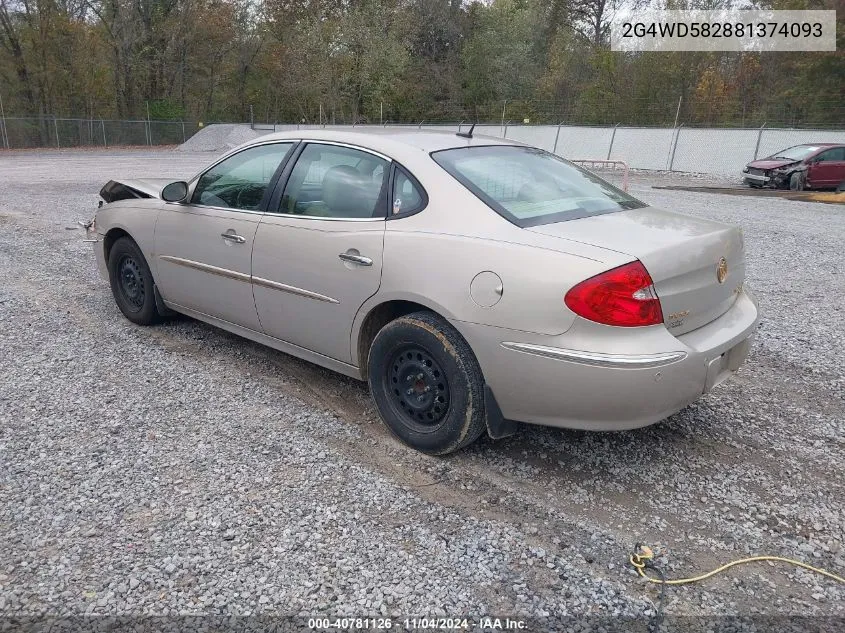 2008 Buick Lacrosse Cxl VIN: 2G4WD582881374093 Lot: 40781126