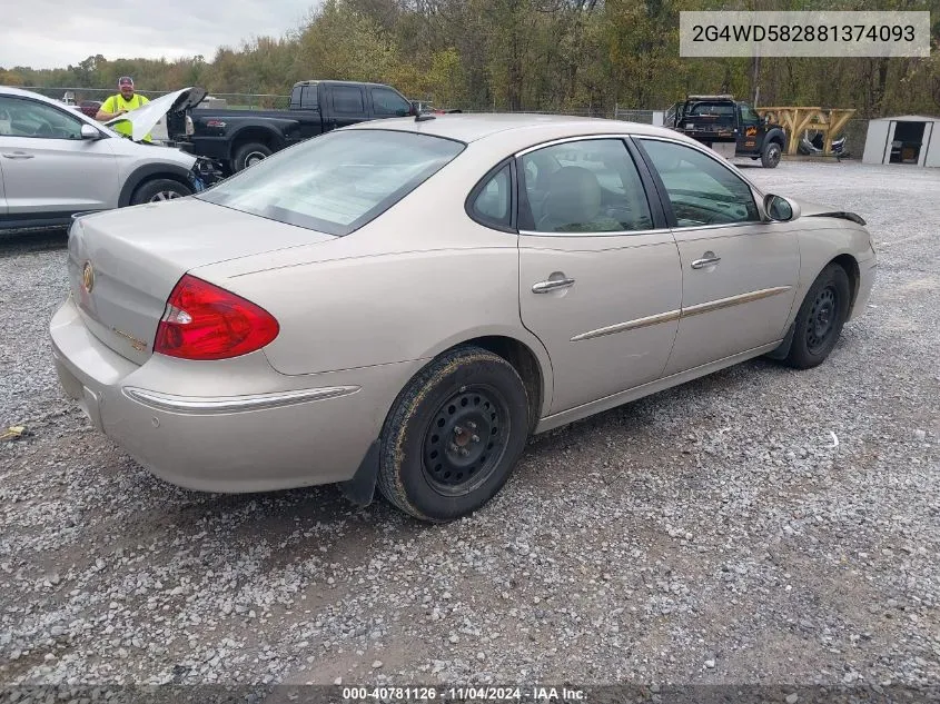 2008 Buick Lacrosse Cxl VIN: 2G4WD582881374093 Lot: 40781126