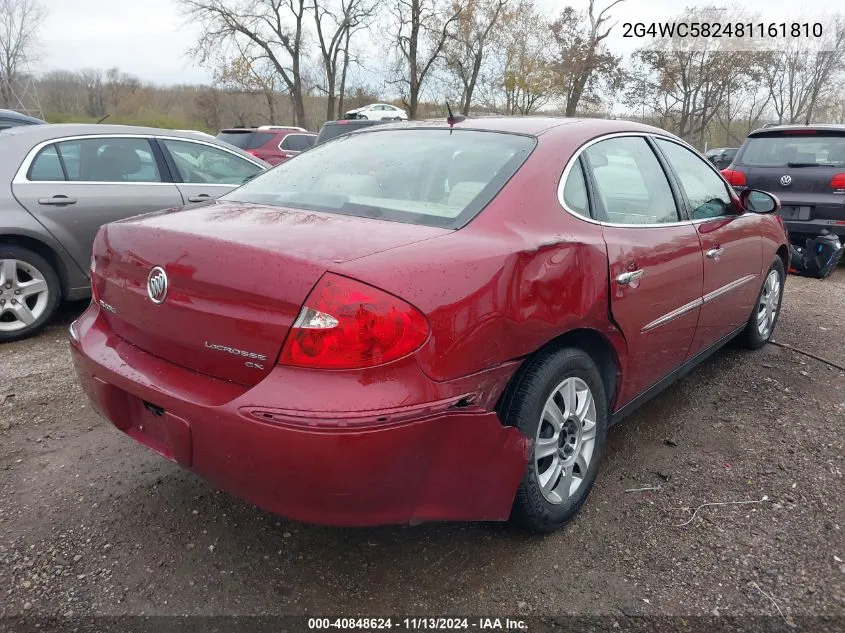 2008 Buick Lacrosse Cx VIN: 2G4WC582481161810 Lot: 40848624