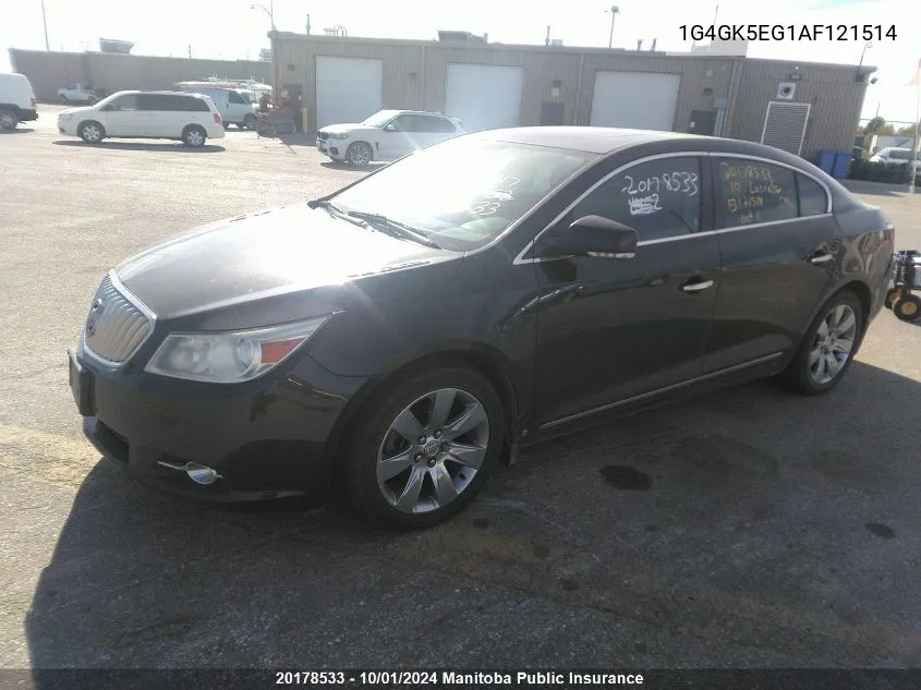 2010 Buick Lacrosse Cxl V6 VIN: 1G4GK5EG1AF121514 Lot: 20178533