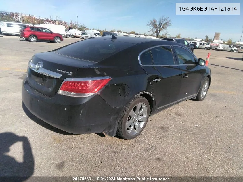 2010 Buick Lacrosse Cxl V6 VIN: 1G4GK5EG1AF121514 Lot: 20178533