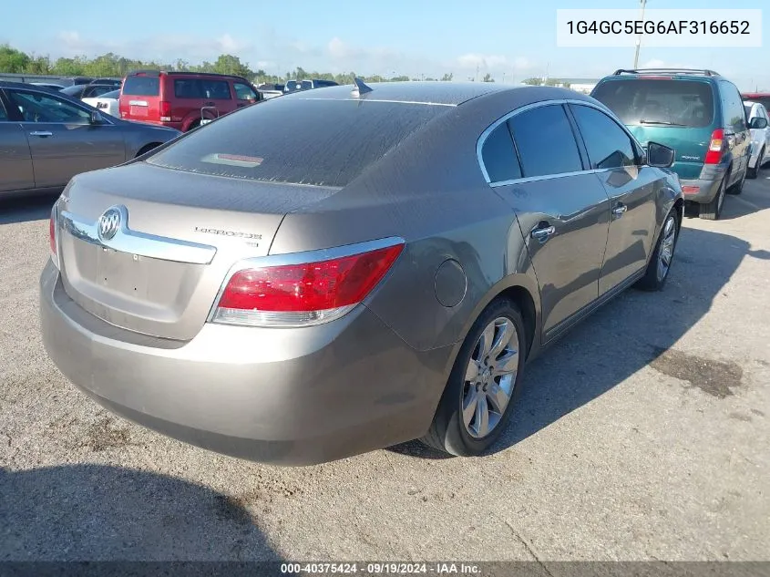 2010 Buick Lacrosse Cxl VIN: 1G4GC5EG6AF316652 Lot: 40375424