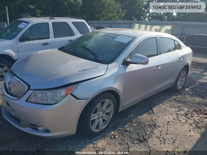 2011 Buick Lacrosse Cxl VIN: 1G4GC5ED3BF359952 Lot: 40055916