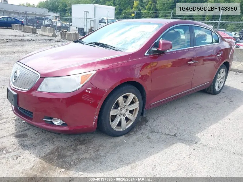 2011 Buick Lacrosse Cxl VIN: 1G4GD5GD2BF143360 Lot: 40197395