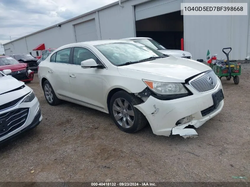 1G4GD5ED7BF398668 2011 Buick Lacrosse Cxl