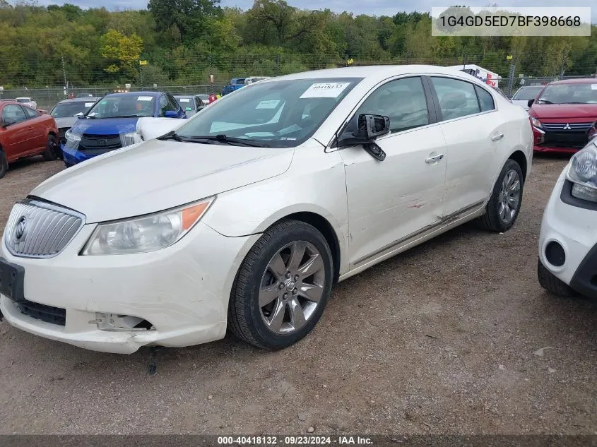 1G4GD5ED7BF398668 2011 Buick Lacrosse Cxl