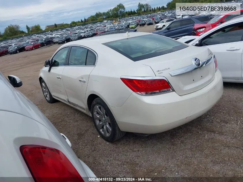 2011 Buick Lacrosse Cxl VIN: 1G4GD5ED7BF398668 Lot: 40418132