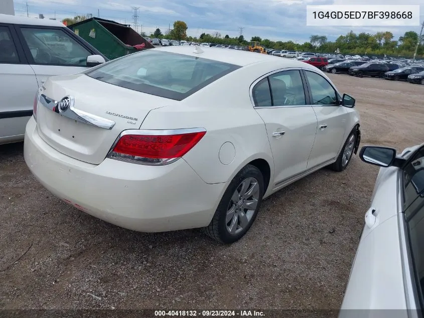 1G4GD5ED7BF398668 2011 Buick Lacrosse Cxl