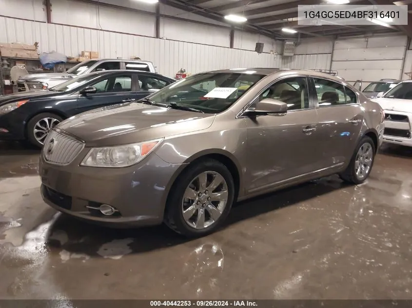 1G4GC5ED4BF316401 2011 Buick Lacrosse Cxl