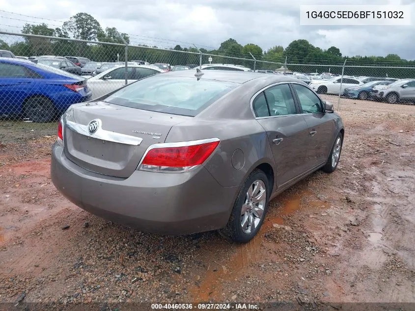 1G4GC5ED6BF151032 2011 Buick Lacrosse Cxl