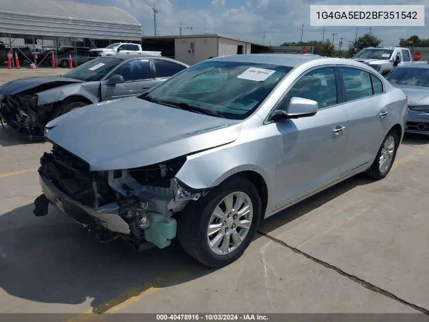 1G4GA5ED2BF351542 2011 Buick Lacrosse Cx