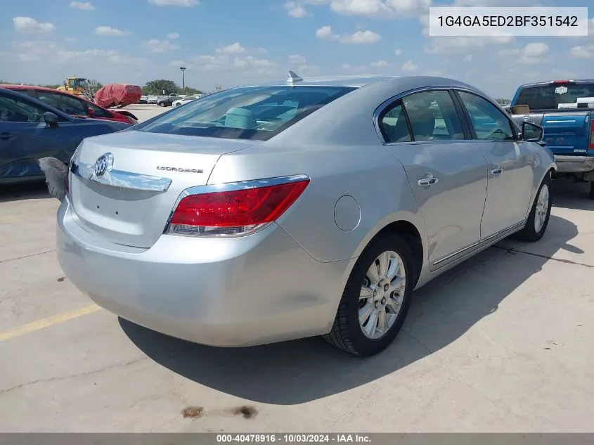 2011 Buick Lacrosse Cx VIN: 1G4GA5ED2BF351542 Lot: 40478916