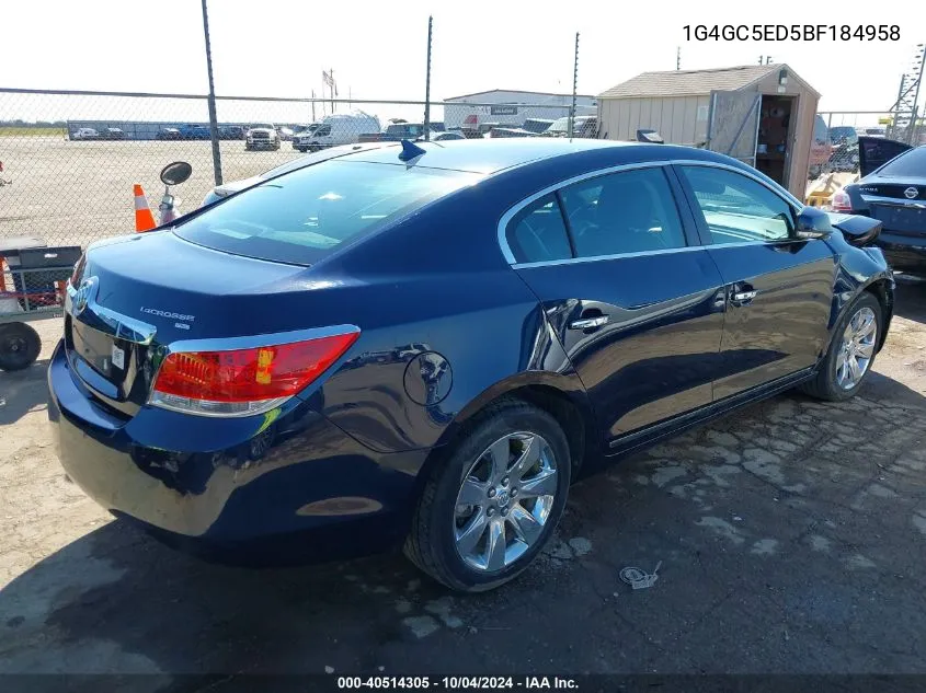 2011 Buick Lacrosse Cxl VIN: 1G4GC5ED5BF184958 Lot: 40514305