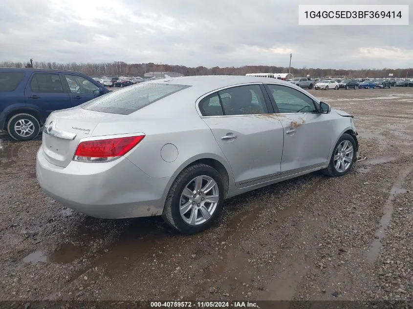 2011 Buick Lacrosse Cxl VIN: 1G4GC5ED3BF369414 Lot: 40759572