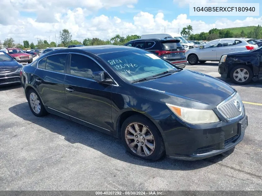 2012 Buick Lacrosse Convenience Group VIN: 1G4GB5ERXCF180940 Lot: 40207292