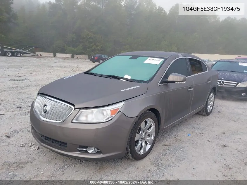 2012 Buick Lacrosse Premium 2 Group VIN: 1G4GF5E38CF193475 Lot: 40488396