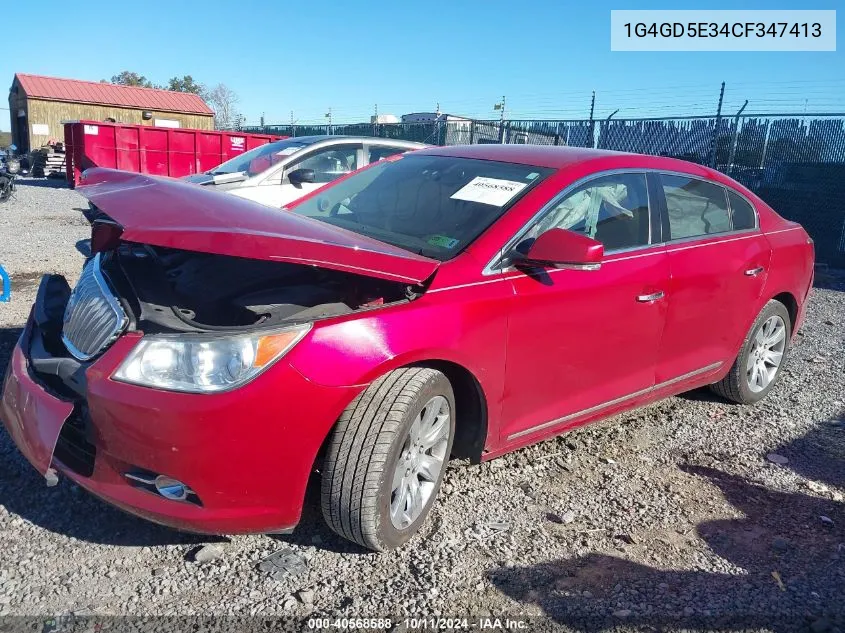 2012 Buick Lacrosse Premium 1 Group VIN: 1G4GD5E34CF347413 Lot: 40568588