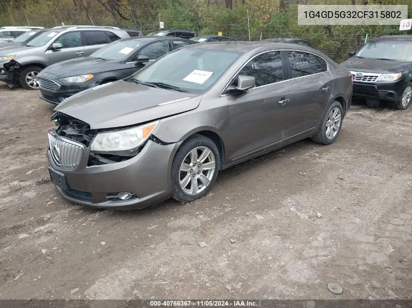 2012 Buick Lacrosse Premium 1 Group VIN: 1G4GD5G32CF315802 Lot: 40766367