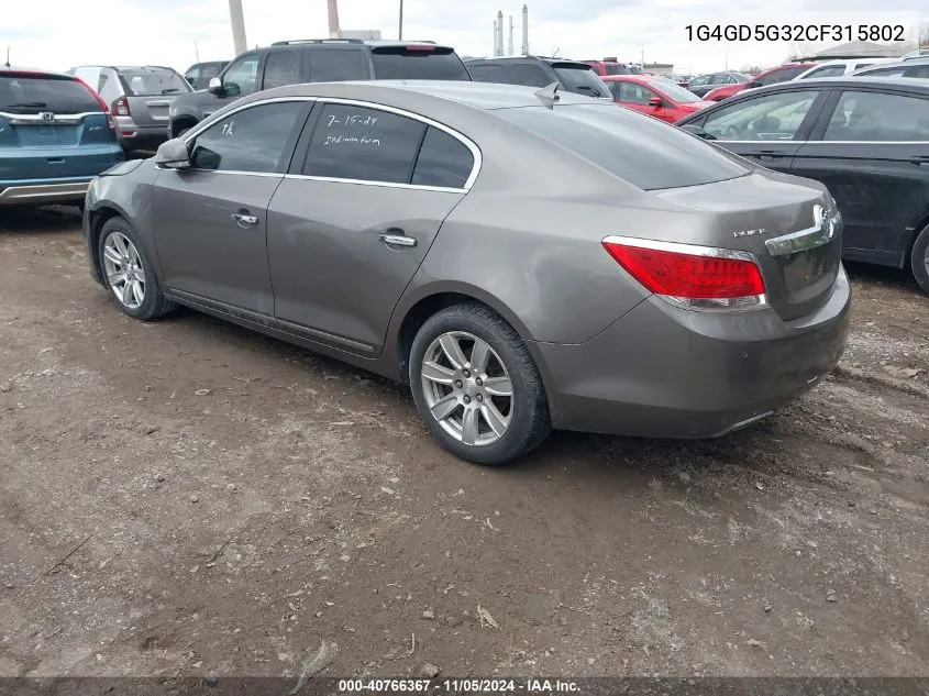 2012 Buick Lacrosse Premium 1 Group VIN: 1G4GD5G32CF315802 Lot: 40766367