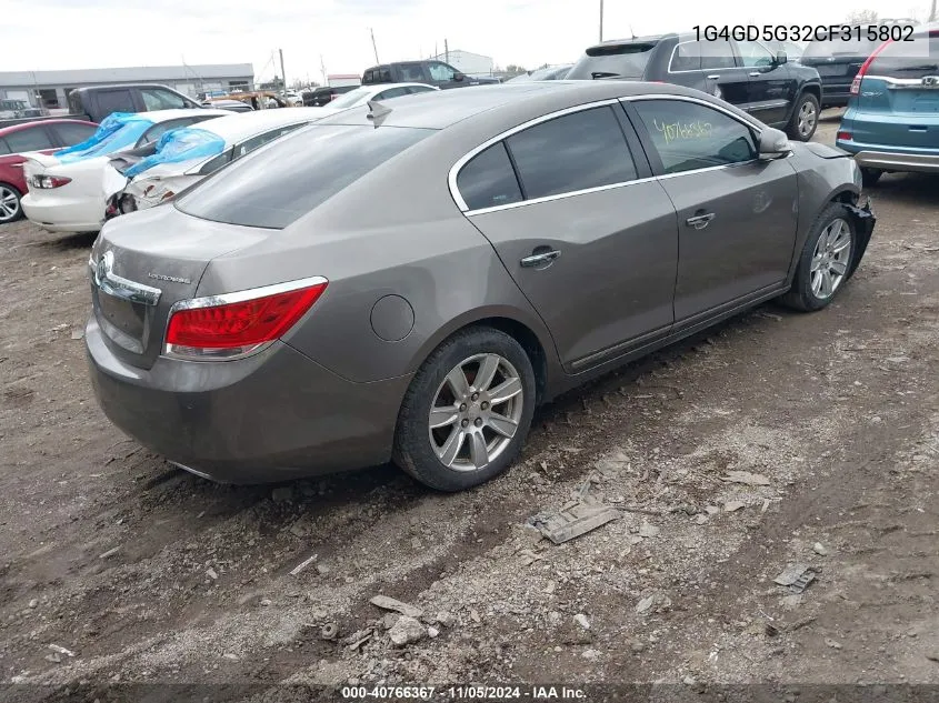 2012 Buick Lacrosse Premium 1 Group VIN: 1G4GD5G32CF315802 Lot: 40766367