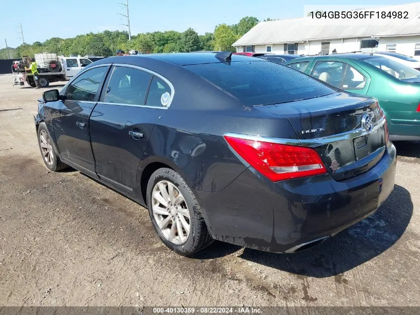 2015 Buick Lacrosse Leather VIN: 1G4GB5G36FF184982 Lot: 40130359