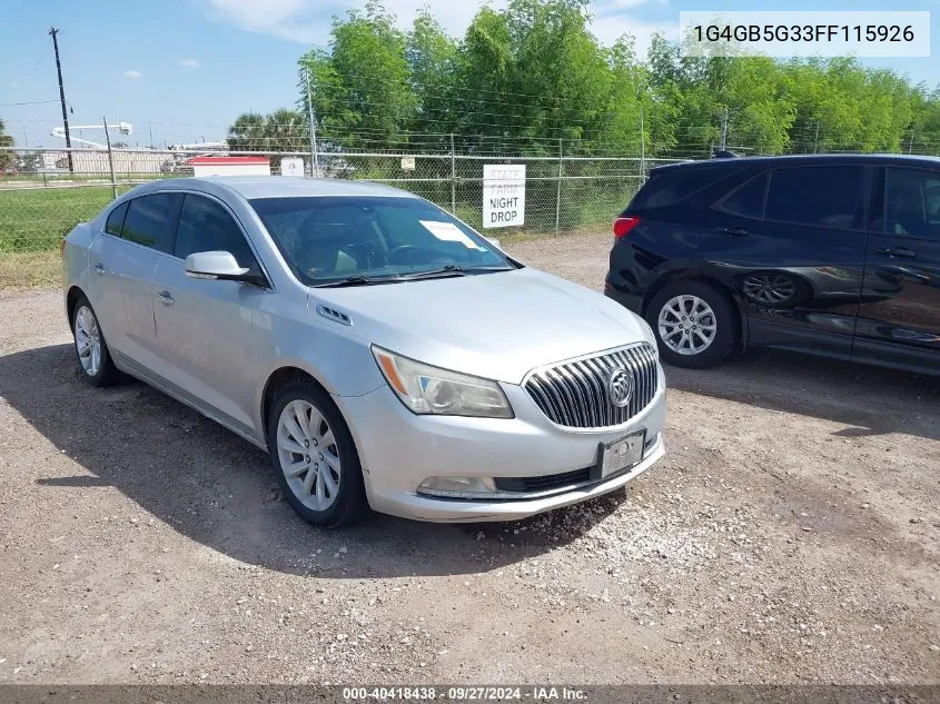 2015 Buick Lacrosse Leather VIN: 1G4GB5G33FF115926 Lot: 40418438