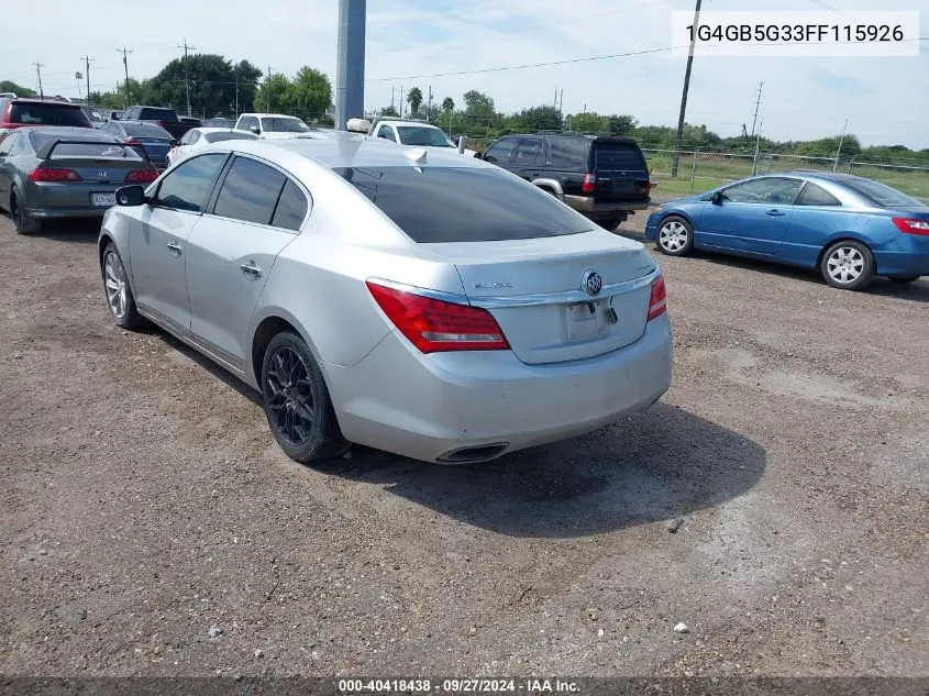 2015 Buick Lacrosse Leather VIN: 1G4GB5G33FF115926 Lot: 40418438