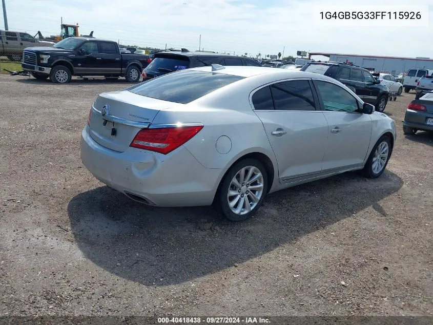 2015 Buick Lacrosse Leather VIN: 1G4GB5G33FF115926 Lot: 40418438