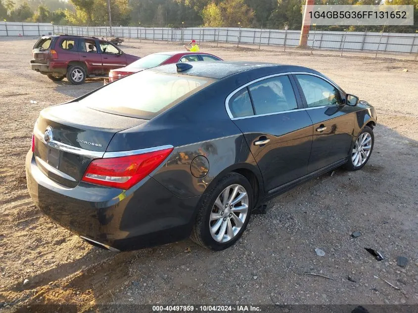 2015 Buick Lacrosse Leather VIN: 1G4GB5G36FF131652 Lot: 40497959