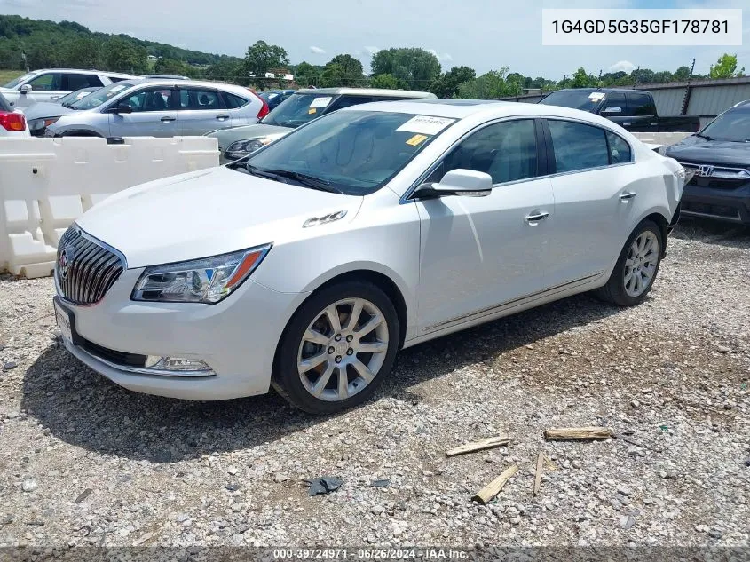 2016 Buick Lacrosse Premium I VIN: 1G4GD5G35GF178781 Lot: 39724971