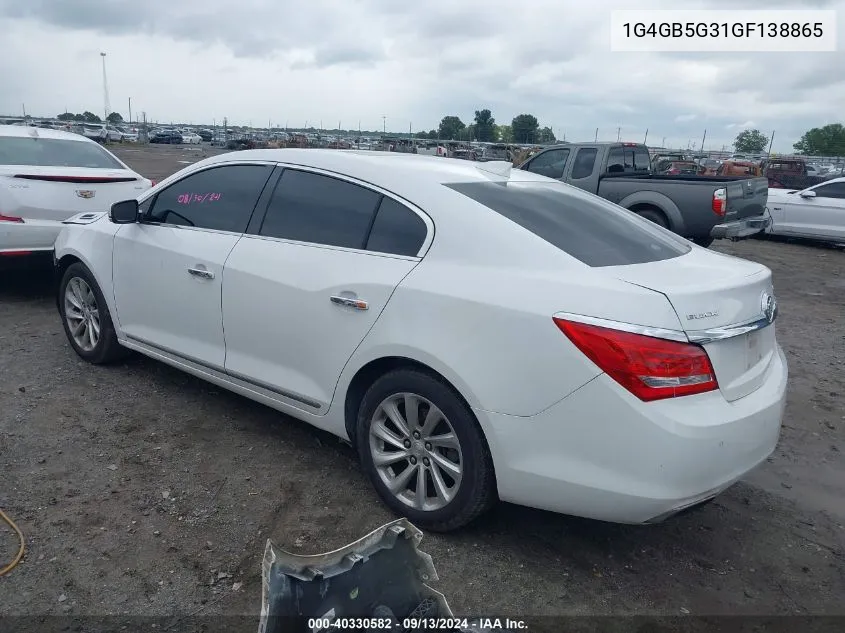 2016 Buick Lacrosse VIN: 1G4GB5G31GF138865 Lot: 40330582