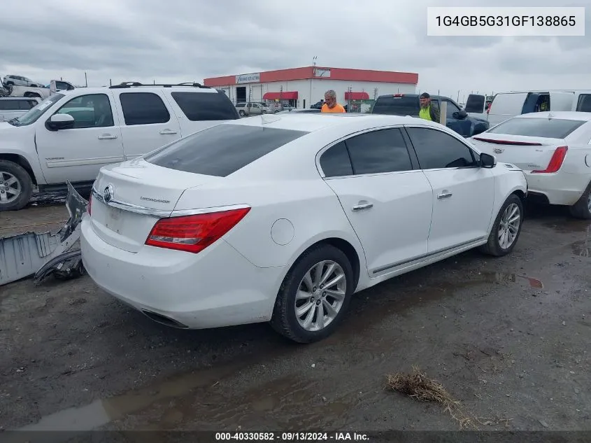 2016 Buick Lacrosse VIN: 1G4GB5G31GF138865 Lot: 40330582