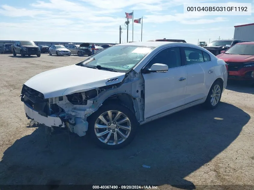 2016 Buick Lacrosse Leather VIN: 001G4GB5G31GF1192 Lot: 40367490