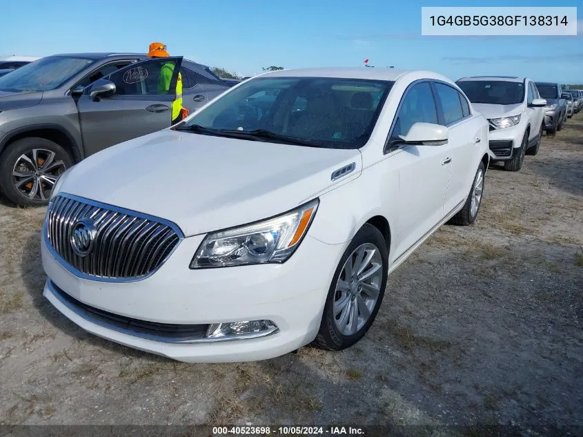 2016 Buick Lacrosse VIN: 1G4GB5G38GF138314 Lot: 40523698