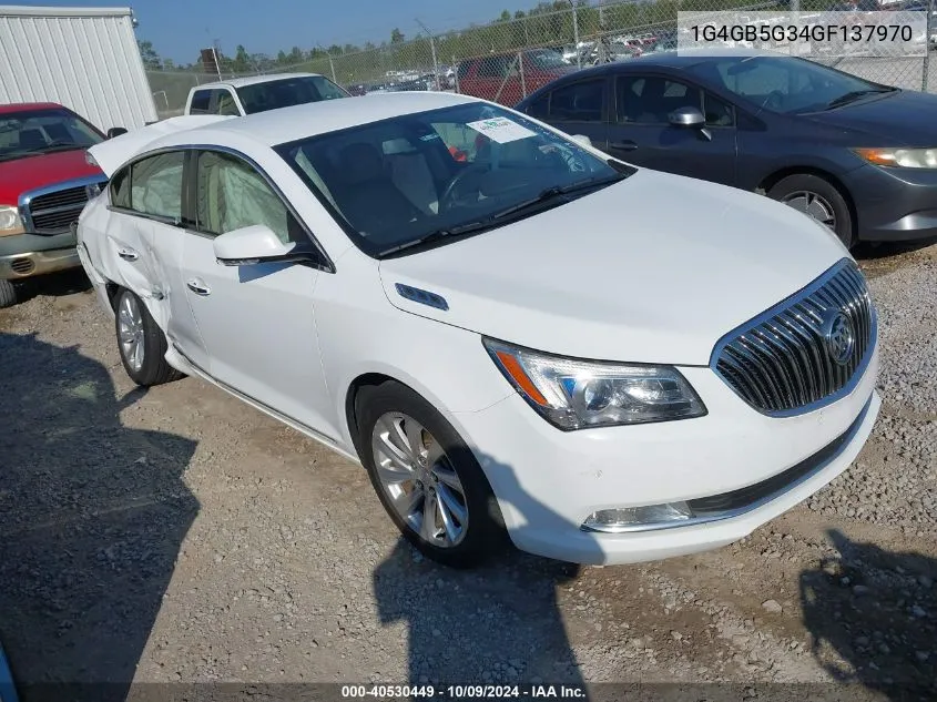 2016 Buick Lacrosse Leather VIN: 1G4GB5G34GF137970 Lot: 40530449